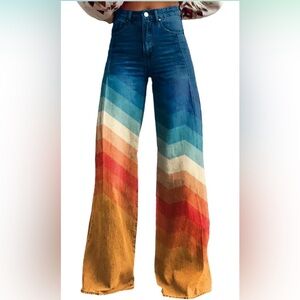 Colorful Chevron Wide Leg Jeans
